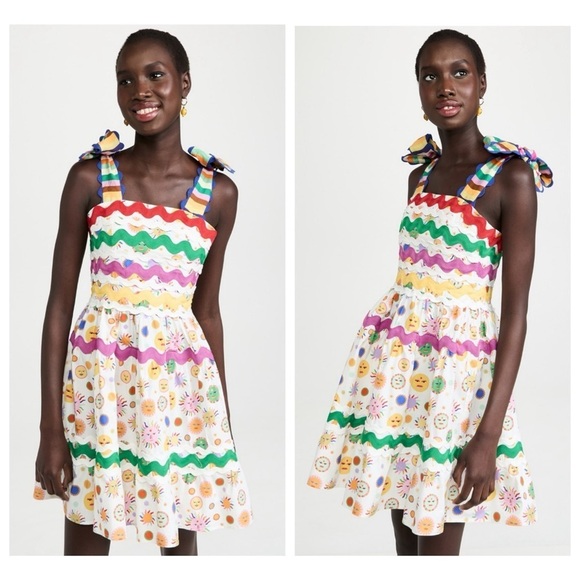 CeliaB Suhail Dress Sun Moon Print Astronomy Kitschy Whimsical Colorful size XS - Picture 5 of 16